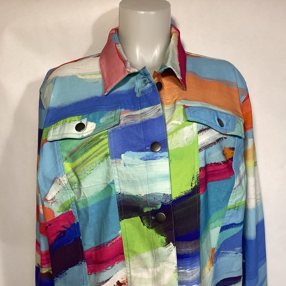 Claire Desjardins Multi Color Jacket Womens size XLP Wearable Art Jacket - Picture 2 of 10